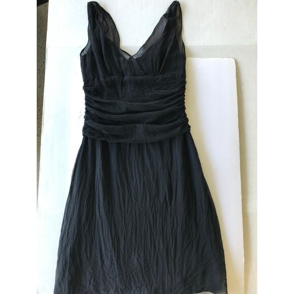 Elie Tahari Silk Little Black Dress Ruched waist Size 6 - Picture 6 of 14